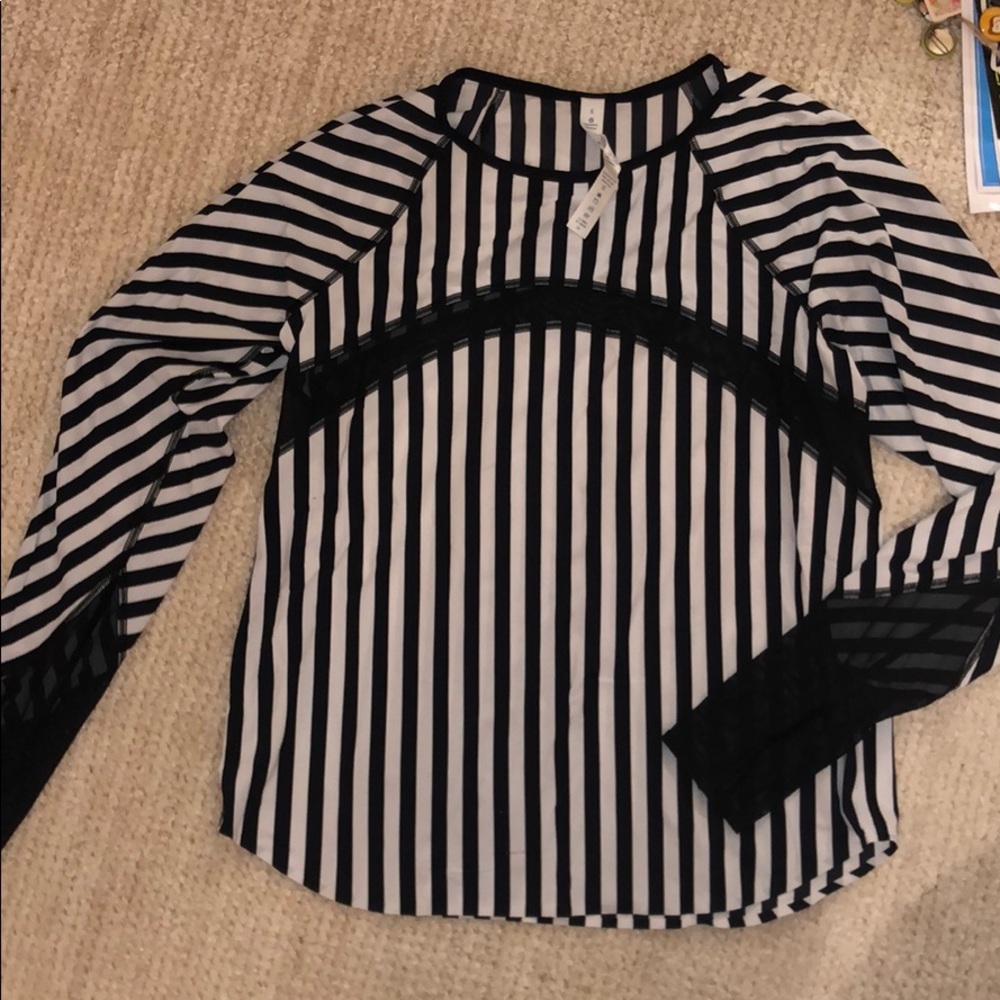 Lululemon swimsuit material striped long sleeve!